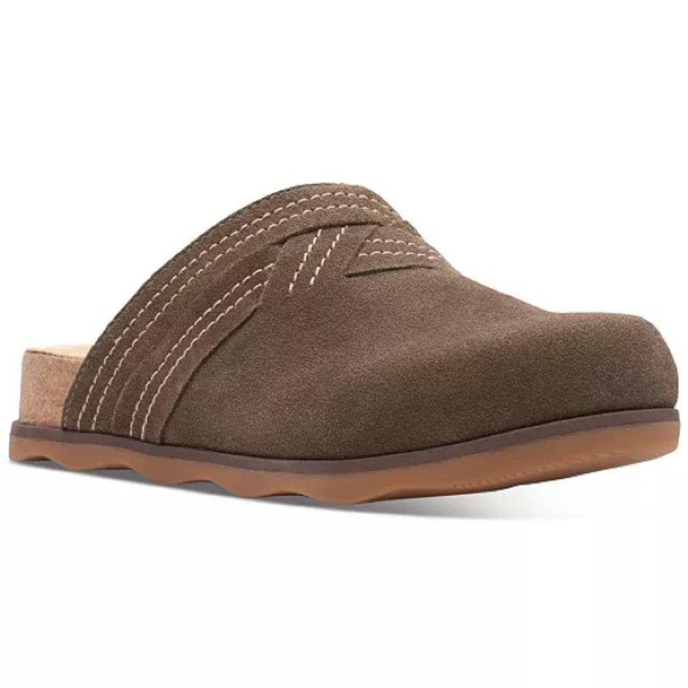 Clarks Brown and Green Mules Stylish Slip-On Footwear